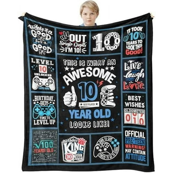 Birthday Gifts for 10 Year Old Boy, 10 Year Old Boy Gifts, Coolest Gifts for Ten Year Old Boy, Best Present for a 10 Year Old Boy, Double Digits Birthday Boy Gift Ideas Throw Blanket