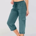 thumbnail image 2 of Mohiass Women's Cargo Capris Hiking Lightweight Quick Dry Summer Outdoor Casual Travel Pants with Pockets Royal Blue 2XL, 2 of 7