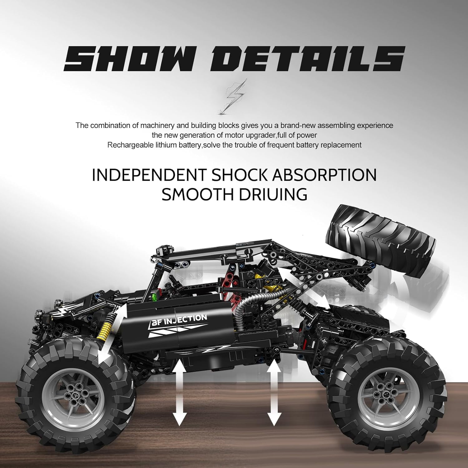 Ylutex RC Off-Road Building Car Building Block Kit, 1016 Pieces Building Blocks Climbing Car Model with Motors