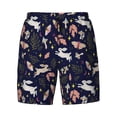 thumbnail image 4 of Lsque Mens Swim Trunks Retro Rabbit Flower Pattern - Bathing Suit Compression Liner - Beach Swim Shorts Swimwear - (S-3XL) - Stretch Quick Dry -3X-Large, 4 of 9