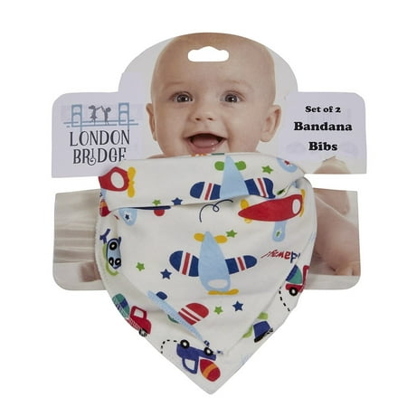 

London Bridge Airplane & Cars Bandana Bib Set 1 Airplane 1 Cars