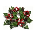 thumbnail image 2 of Honeeladyy Christmas Candle Ring Wreath, Small Kitchen Cabinet Table Decor, Artificial Berries Snowy Pine Chandelier, Home Dinning Table Centerpiece for Holiday Indoor Decor, 11.02in, 2 of 6