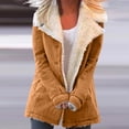thumbnail image 2 of Fleece Winter Coat for Women Sherpa Lined Warm Plus Size Button Down Lapel Collar Long Sleeve Casual Jacket, 2 of 6