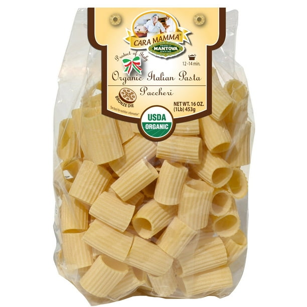 Mantova Organic Pasta Paccheri Non-Gmo Durum Semolina Pasta Large Noodles, 1lb. Packages (Pack ...