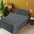 thumbnail image 2 of Ambesonne Whales Fitted & Flat Sheet with Shams 4 Pcs Set, Nautical Mammal Animal Print, Calking, Dark Grey Dimgray, 2 of 5