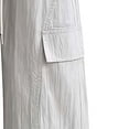 thumbnail image 4 of Girl's Cargo Pants Loose Baggy Jeans Drawstring Elastic Waist Streetwear Y2K Barrel Pants with Pockets (5-15 Years Old) Beige 12-13Years, 4 of 5