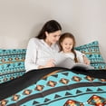 thumbnail image 4 of Homewish Retro Boho Tribal 7-Piece Twin Bedding Sets,Rustic Farmhouse Horse Bedding Comforter Set,Cyan Orange Sheet Sets For Boy Kids,Ultra Soft Home Decor Reversible, 4 of 8