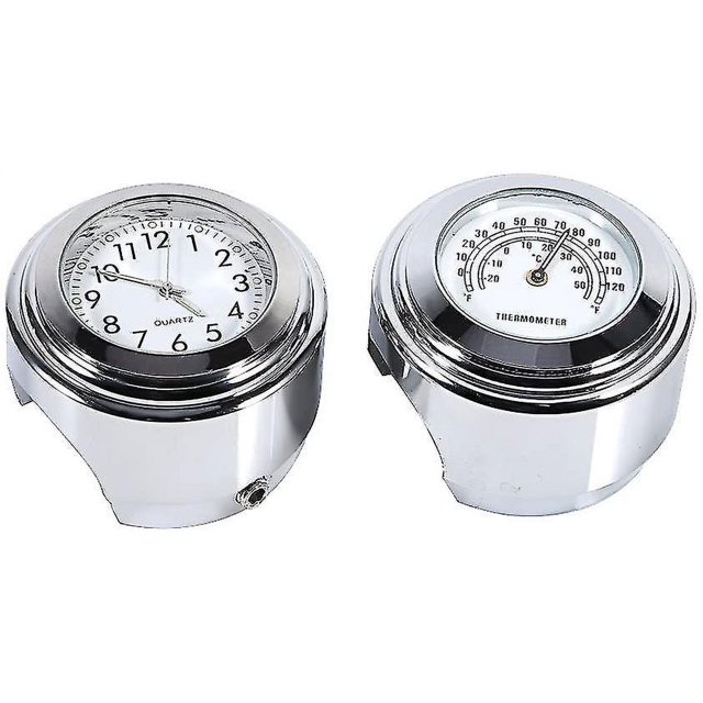 Reloj de manillar de motocicleta oso de fresa Reloj digital de montaje de manillar resistente al agua 7/8 y termómetro de temperatura blanco Electrónica