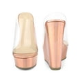 thumbnail image 4 of BLISSFUL STEP Platform Clear Strap Wedge Heel Slide Sandals for Women Rose Gold 9.5, 4 of 4
