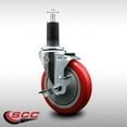 thumbnail image 2 of 5 Inch SS Red Poly Swivel 1-1/4 Inch Expanding Stem Caster with Brake SCC, 2 of 2