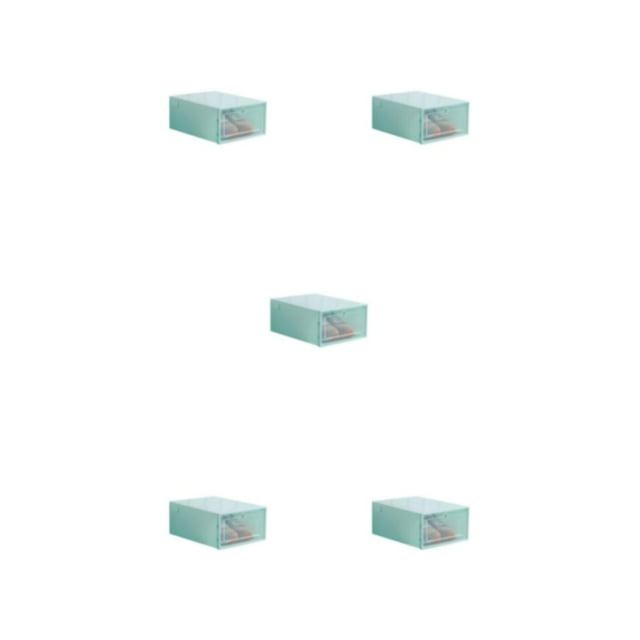 bedienty Flip Storage Clear Drawer Shoe Box Organiser Stackable Foldable Home Organizer men green 5Set