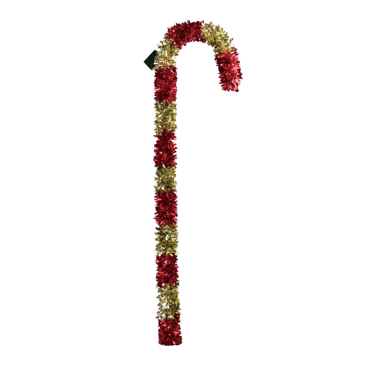 CHRISTMAS LARGE TINSEL CANDY CANE RED AND WHITE