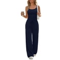thumbnail image 4 of Women'S 2 Piece Lounge Set Spring Outfits - Camisole Top & Wide Leg Pants Navy Blue XXL, 4 of 8