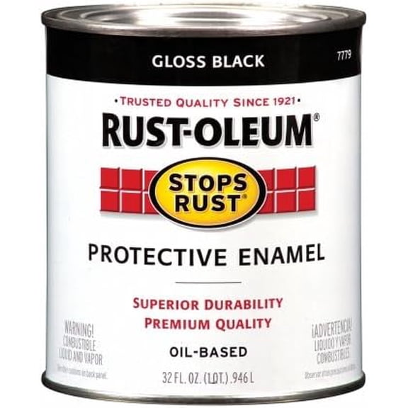 Black, Rust-Oleum Stops Rust Gloss Protective Enamel- 7779502, Quart