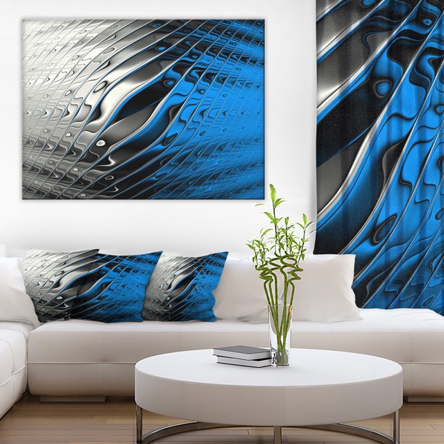 Yellow Fractal Art Wave Design - Abstract Canvas Wall Art Print