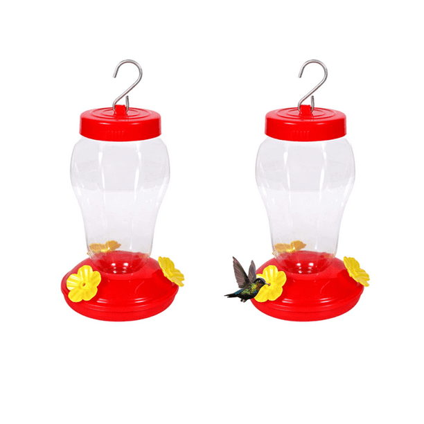 FSSTAM Plastic Hanging Hummingbird Feeders 6.75 in, Red Clear Birds