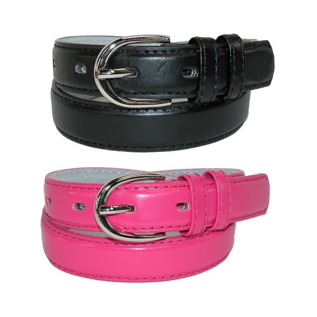 CTM® Kid's Basic Leather Dress Belt (Pack of 2 Colors)