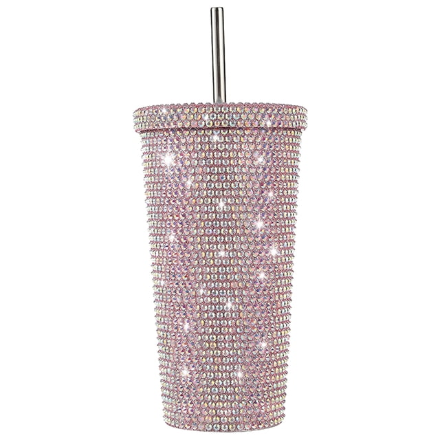 Taza aislada con diamantes de imitación brillantes de 500 ml acero inoxidable 304 para viajes al aire libre