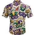 thumbnail image 5 of IWRICH Mardi Gras Shirts for Men Plus Size Short Sleeve Button down Shirt Casual Regular Fit Tops Holiday Vacation Outfits 02-Purple XXL, 5 of 5