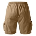thumbnail image 4 of Domuza Men's Cargo Shorts Elastic Waist Drawstring Lightweight Casual with Zipper Pockets Khaki 2XL, 4 of 6