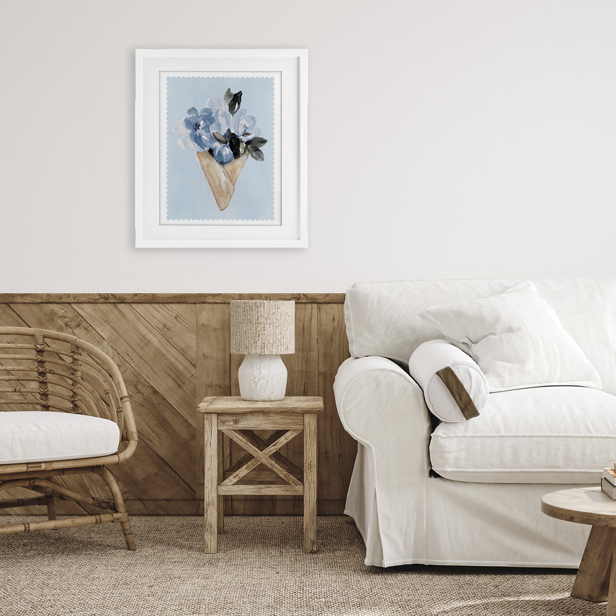 Stupell Industries Blue Flower Gift Bouquet White Framed Print Under Glass, design by Elizabeth Medley