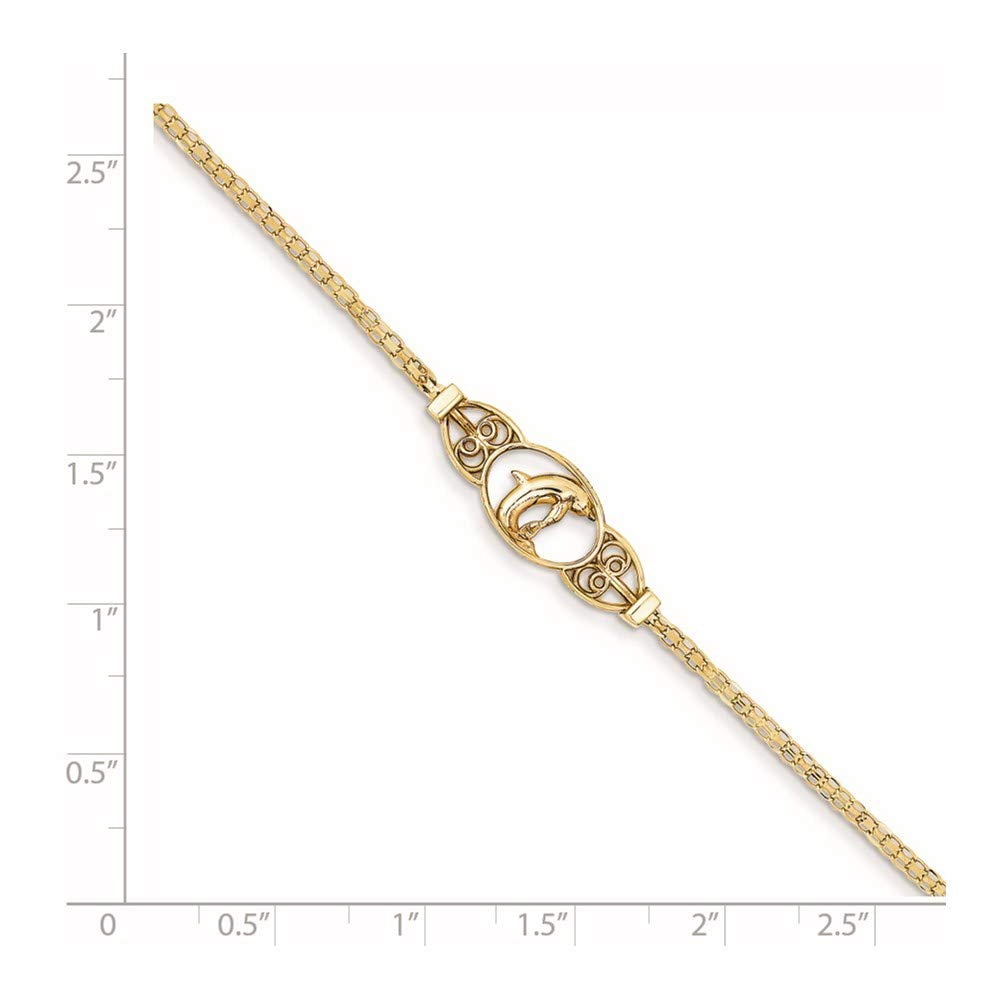 Primal Gold 14 Karat Yellow Gold Dolphin 9-inch Anklet