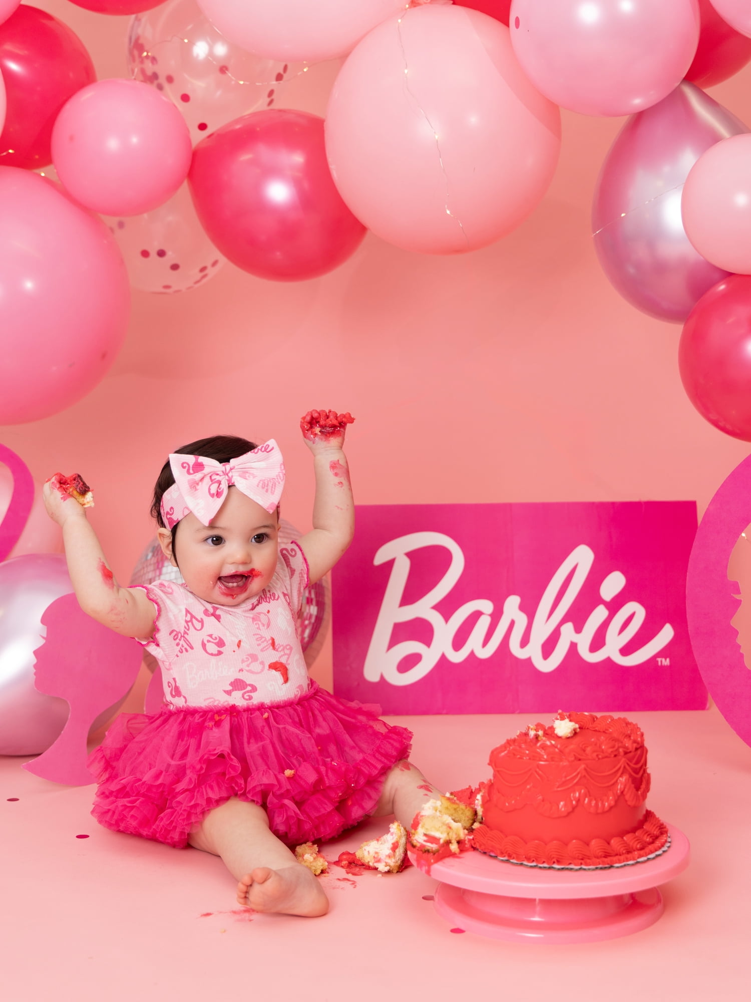 Barbie Baby Girls Printed Tutu Dress with Matching Bow Headband, Sizes 0/3M-24M
