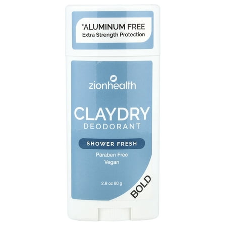 Zion Health Clay Dry Bold Deodorant Shower Fresh 2.8 oz Stick