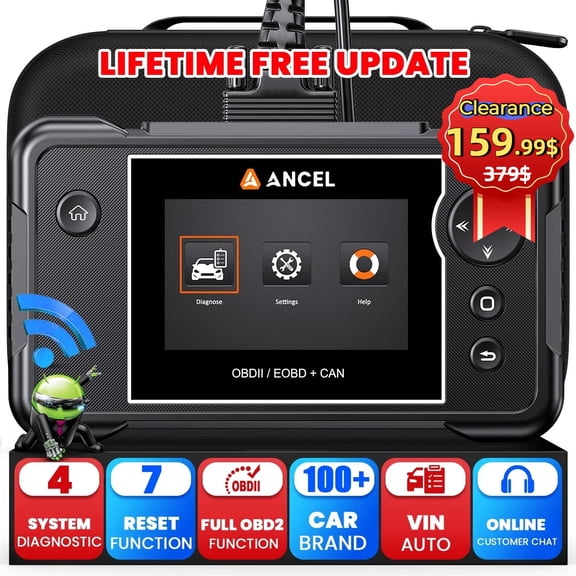 FOXWELL FX2000 PRO OBD2 Scanner Car Diagnostic Scanner with 7 Reset Service, Oil Reset, FCA SGW, AutoVIN, Battery Test, WiFi Lifetime Free Update