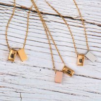 Anavia See You Cremation Necklace for Ashes, Mini See Through Urn Necklace, Mini Cube Cremation Pendant, Cremation Jewelry, Memorial Jewelry, Mini Urn-[Rose Gold & Gold]