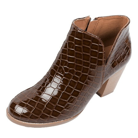 European And Autumn And Winter Women s Shoes Leather Thick Heels Round Toe Fashion Short Boots Boots Womens Heeled Western Booties Women Boots Suede Boots for Women No Heel Women Rain Boots Fashion