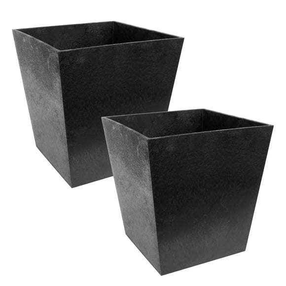 Tierra Verde 2 Pack Indoor Outdoor 13” Self Watering Planter, Sonata, Black