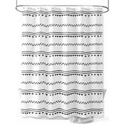 Shower Curtains for Bathroom-36"x72", Boho Modern Geometric Art Waterproof Bath Curtain Grommet Shower Curtain Set with Hooks, Stripe Line Triangle on White Washable Bath Accessories