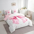 thumbnail image 4 of Feelyou Pink Watercolor Bowknot Twin Bedding Sets 7-Piece for Kids, Cartoon Stars Print Bedding Comforter Set, Fairy Tale Princess Reversible Sheet Sets, Microfiber Bedroom Decor, 4 of 9
