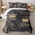 thumbnail image 2 of Erosebridal Dripping Crown Quilt King for Girls, Ink Wash Texture Print King Coverlet Set, Gold Gray, 3pcs, 2 of 7