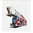 thumbnail image 3 of Ambesonne Truck Shower Curtain, 911 Emergency Illustration, 69"Wx70"L, Blue Grey Red, 3 of 3