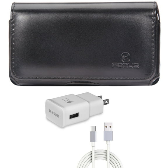 Case Belt Clip w Fast Home Charger for Samsung Galaxy S22,S21,S20 - Leather Swivel Holster, Type-C 6ft USB-C Cable