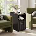 thumbnail image 4 of Laisnet Fluted End Table with Charging Station, 2 Drawers Narrow Side Table for Living Room, Wooden Bedside Table for Bedroom Small Space,Black, 4 of 7