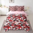 thumbnail image 2 of Feelyou Fashion Camouflage Teens Bedding Comforter Set 7pcs, Red Square Abstract King Bedding Sets, Modern Camo Print Reversible Bed Sheets, Breathable Home Decor, 2 of 7