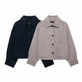 thumbnail image 2 of HH TRAF 2024 Abrigos de mujer Cuello vuelto liso Mangas largas Bolsillos Chaquetas de un solo pecho Otoño Mujer Moda 2 colores, 2 of 5