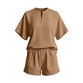 thumbnail image 7 of Bovxnpu Women's 2 Piece Outfits V Neck Short Sleeve Loose Summer Top Shorts Set, 7 of 7