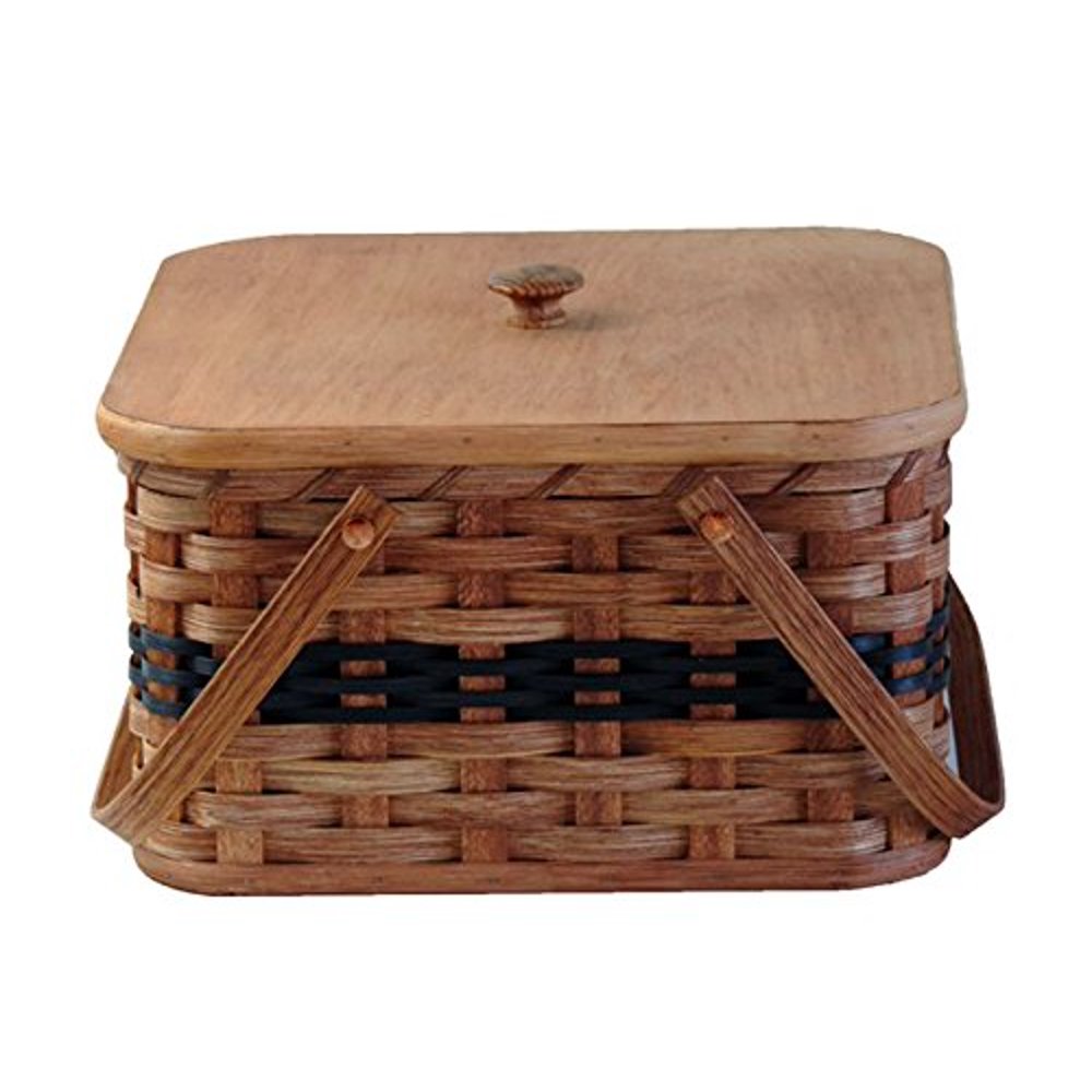 Amish Handmade Large Square Woven Oak Wood Hard Bottom Double Pie