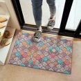 thumbnail image 2 of Bohemian Retro Floral Non-Slip Entryway Door Mat,Boho Indoor Decor Durable Low Plush Door Mat,Washable Welcome Rug for Patio Hallway Home Decor 16x24 Inches, 2 of 7