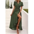 thumbnail image 5 of PRETTYGARDEN Women's Summer Maxi Dress Casual Wrap Floral Boho Short Sleeve V Neck Split Ruffle Beach Long Dresses, 5 of 8