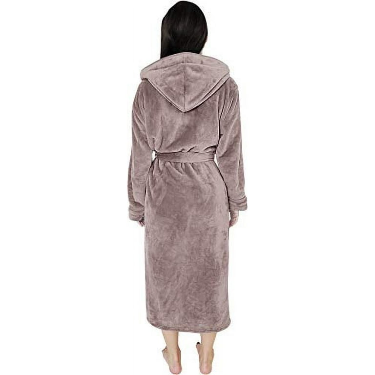 NY Threads White Fleece Hooded Bathrobe - Plush Long Robe Women's Size -  beyond exchange
