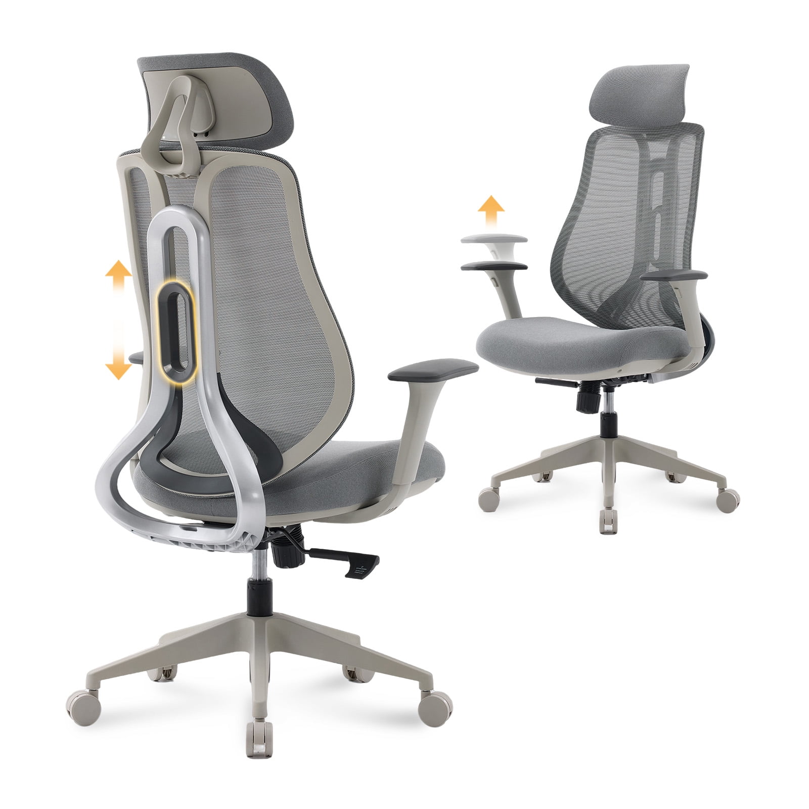 Nouhaus Strato, Gray Mesh, Ergonomic High Back Office Chair with 10-Level Height Adjustment & 3D Armrests for Home Office & Study