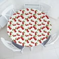 thumbnail image 3 of Ambesonne Fruit Fitted Round Tablecloth, Cherry Fruit Pattern, 40"- 44" Diameter, White Vermilion Green, 3 of 5