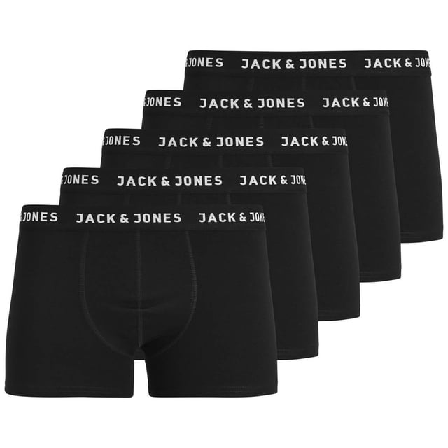 Jack & Jones Calzoncillos para hombre, paquete de 5 - JACHUEY TRUNKS, algodón elástico Negro M (Medium)