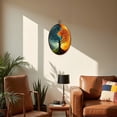 thumbnail image 5 of Canvas Wall Art Tree Abstract Hand Painted Teal Gold Dual Trees Yin Yang Shape Blue Oval Framed Canvas Prints Cottagecore Wall Hanging Decor for Home Office Gift 8.6"x11.4", 5 of 7