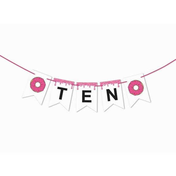 Inkdotpot Party Decorations For KidsI Am TenPennant Banner Flags For Boy Donuts Gender Neutral Birthday BuntingParty Garland